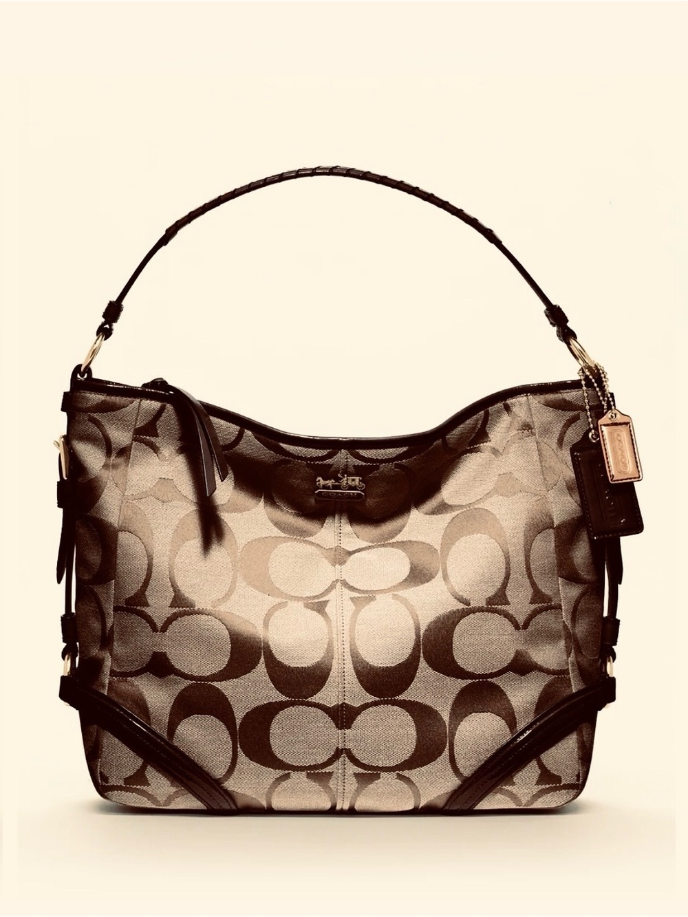 COACH Chelsea Signature Katarina Bag #18903, tan and chocolate brown